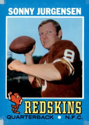 Sonny Jurgensen football card from 1971 Topps #50, classic Jurgensen football collectible