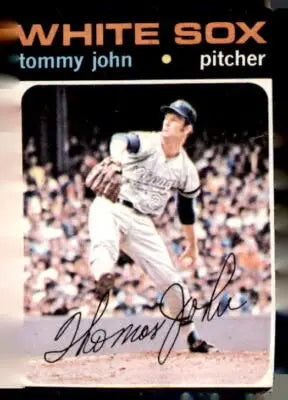 Tommy John baseball card from 1971 Topps #520 featuring Chicago White Sox pitcher