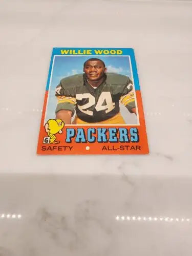 1971 Topps trading card of Willie Wood, Green Bay Packers legend, in EX condition