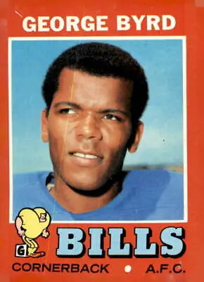 George Byrd Buffalo Bills football card from 1971 Topps #58, Ex-NM condition