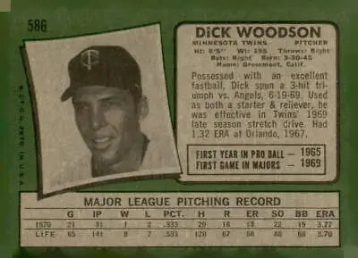 Vintage 1971 Topps Dick Woodson baseball card featuring Dick Woodson baseball memorabilia
