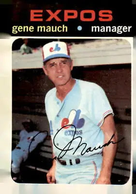 Gene Mauch baseball card from 1971 Topps series featuring Gene Mauch portrait