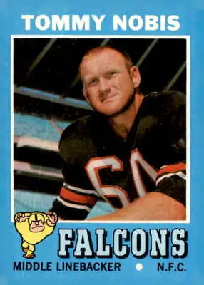 1971 Topps Tommy Nobis football card featuring Atlanta Falcons player in EX-MT condition