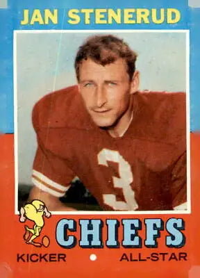 Jan Stenerud Kansas City Chiefs football card from 1971 Topps #61