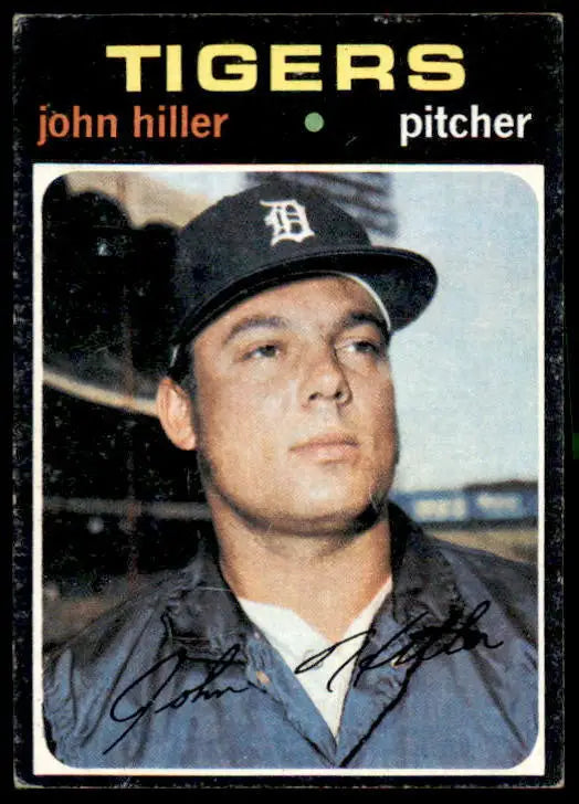 Vintage John Hiller baseball card from 1971 Topps #629 featuring Detroit Tigers player