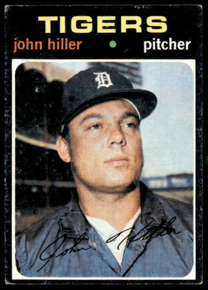 Vintage John Hiller baseball card from 1971 Topps #629 featuring Detroit Tigers player