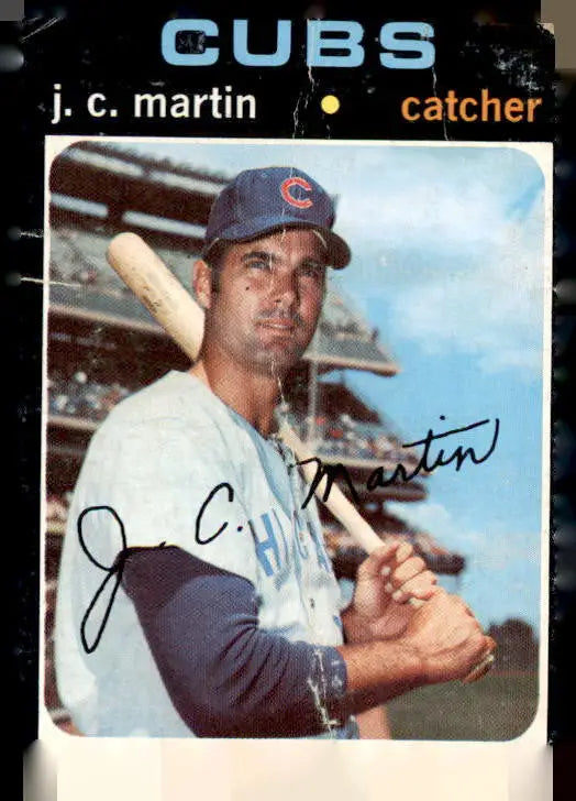 Vintage Chicago Cubs J.C. Martin baseball trading card from 1971 Topps series