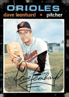 1971 Topps #716 Dave Leonhard baseball trading card displayed in product with vintage design
