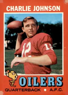 Vintage Charley Johnson football card from 1971 Topps #85 featuring Johnson football memorabilia