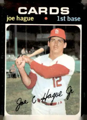 Sports trading card of Joe Hague from 1971 Topps #96 EX display