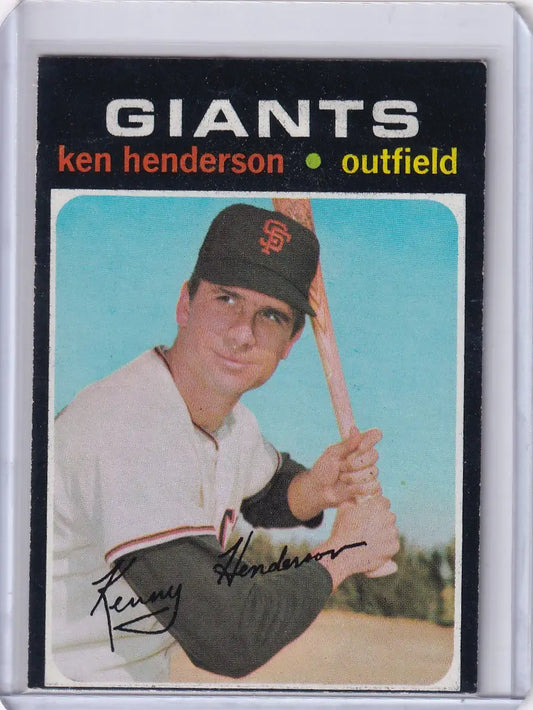 Baseball card of Ken Henderson from the San Francisco Giants, 1971 Topps Baseball #155