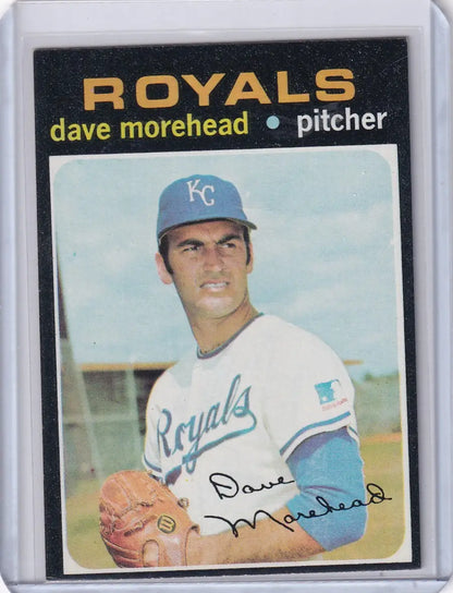 1970 Topps Dave Morehead Kansas City Royals baseball card in 1971 Topps Baseball set