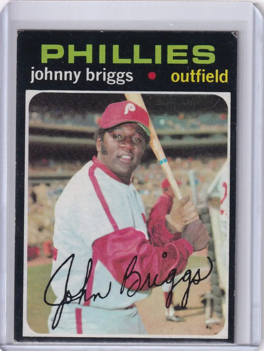 Baseball card of Johnny Briggs, Philadelphia Phillies outfielder in Topps Baseball