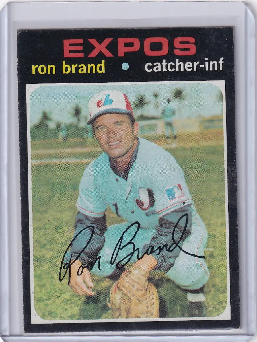 1971 Topps Baseball card of Ron Brand in a light blue Montreal Expos uniform
