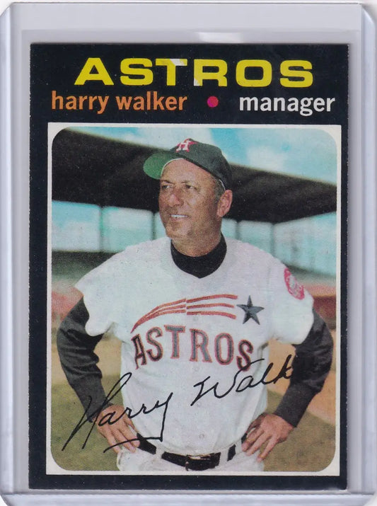 Baseball card of Harry Walker in Houston Astros uniform, 1971 Topps Baseball #312