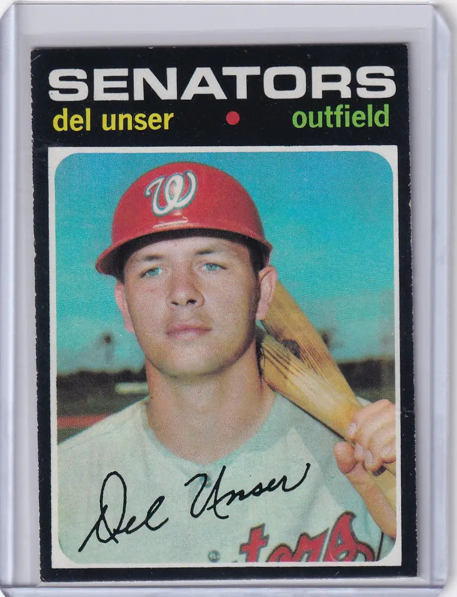 Baseball card of Del Unser from Topps Baseball featuring Washington Senators outfielder