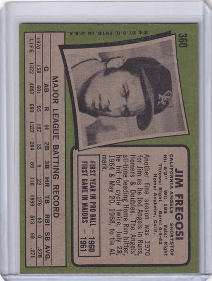 Vintage Jim Fregosi baseball card from 1971 Topps Baseball California Angels series