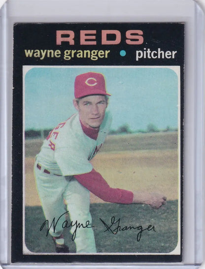 Wayne Granger 1971 Topps Baseball card of Cincinnati Reds pitcher in throwing stance