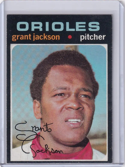 1971 Topps Baseball card of Grant Jackson, Baltimore Orioles pitcher for collectors