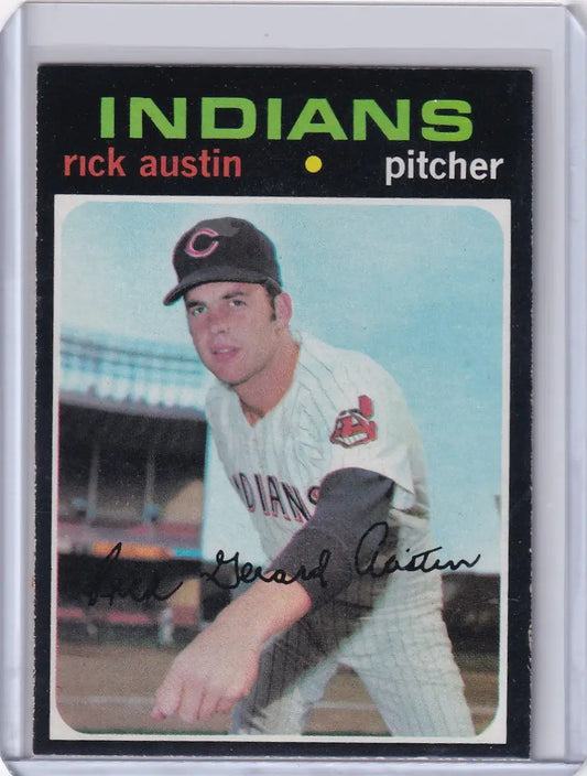 Baseball card of Rick Austin in Cleveland Indians uniform from 1971 Topps Baseball