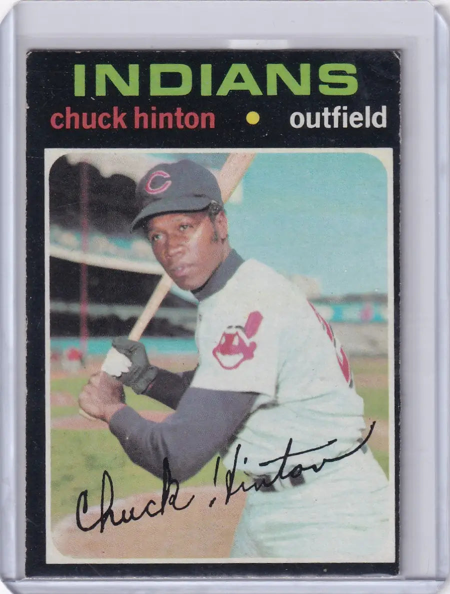 1971 Topps Baseball card of Chuck Hinton, Cleveland Indians outfielder in batting stance