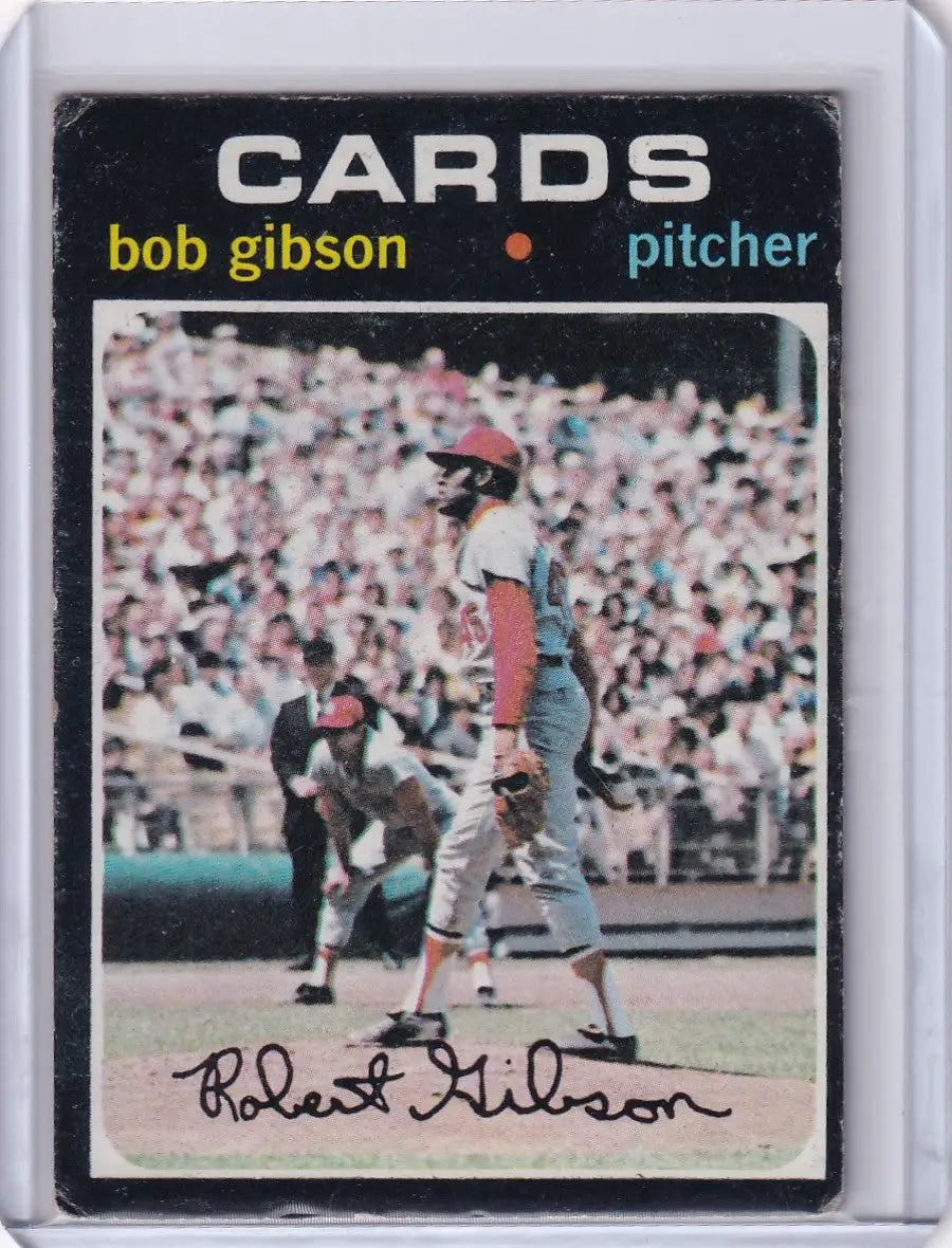 Bob Gibson on the mound for St. Louis Cardinals in 1971 Topps Baseball #450 card