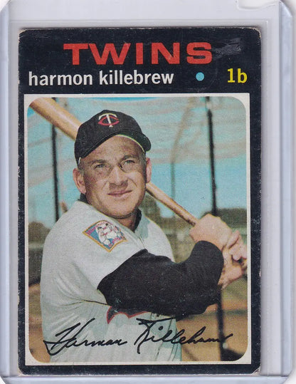 1971 Topps Baseball card featuring Harmon Killebrew of the Minnesota Twins in batting pose