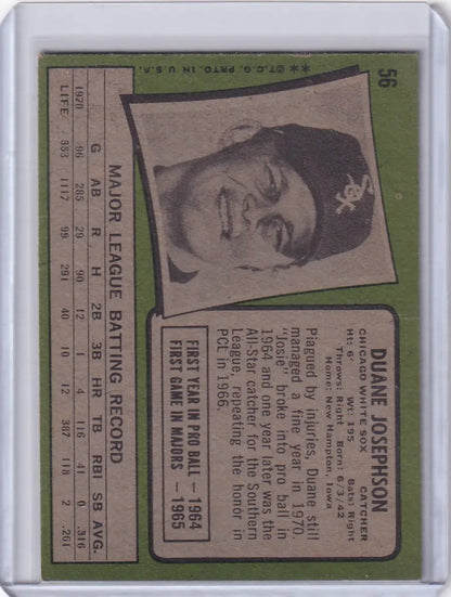 Baseball card of Duane Josephson from 1971 Topps Baseball for Chicago White Sox