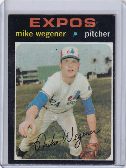 Vintage 1971 Topps Baseball card of Mike Wegener from the Montreal Expos