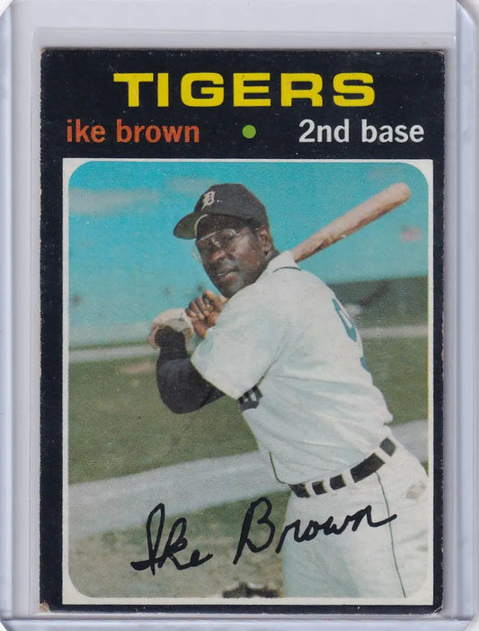 1971 Topps Baseball card of Ike Brown in batting stance for Detroit Tigers