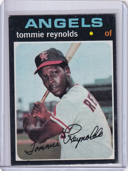 1971 Topps Baseball card of Tommie Reynolds in batting stance for California Angels