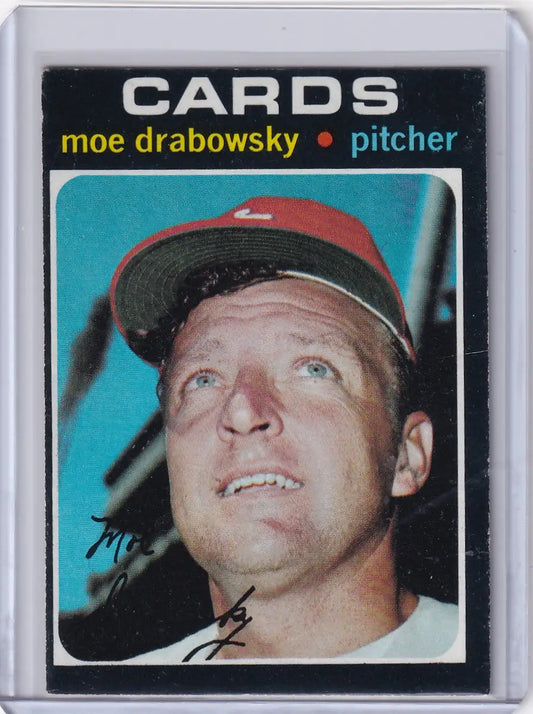 1971 Topps Baseball card of Moe Drabowsky from the St. Louis Cardinals team