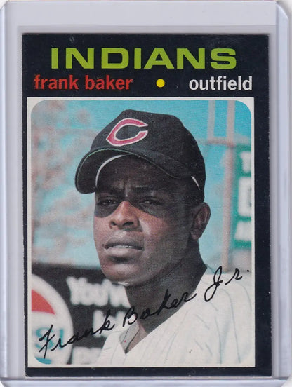 1971 Topps Baseball card of Frank Baker, Cleveland Indians outfielder