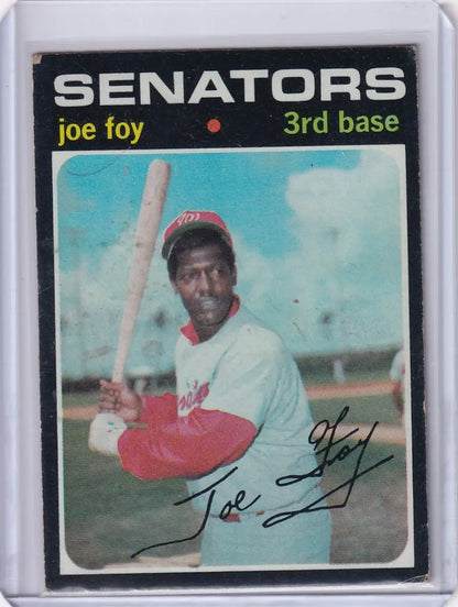 1971 Topps Baseball card of Joe Foy, Washington Senators third baseman with signature