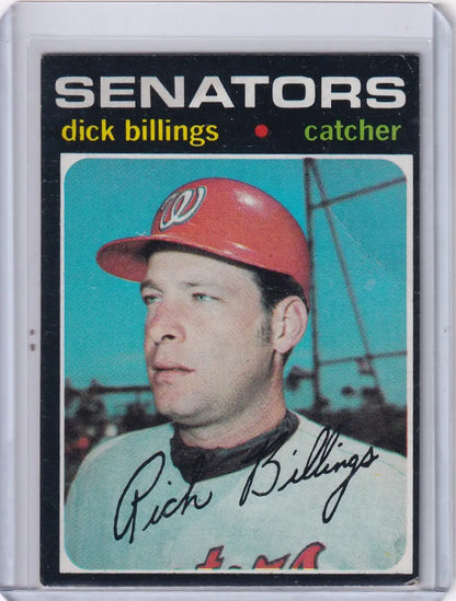 Vintage 1971 Topps Baseball card of Dick Billings, catcher for Washington Senators