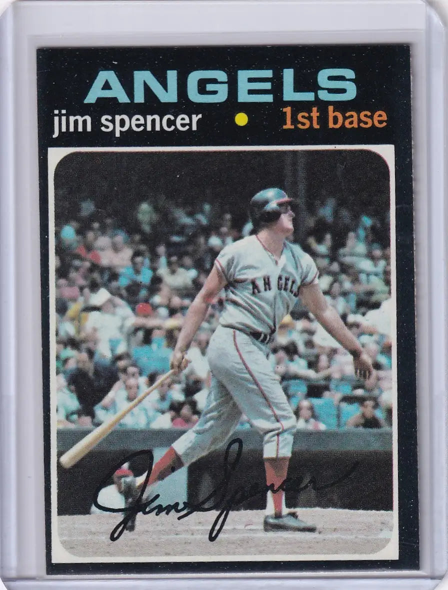 Topps Baseball card of Jim Spencer, California Angels player at bat