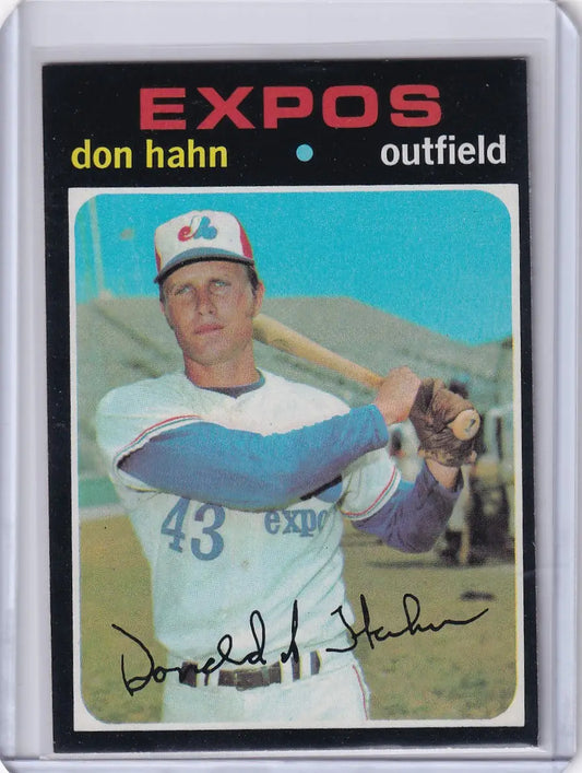 Topps Baseball card of Don Hahn in batting stance for Montreal Expos