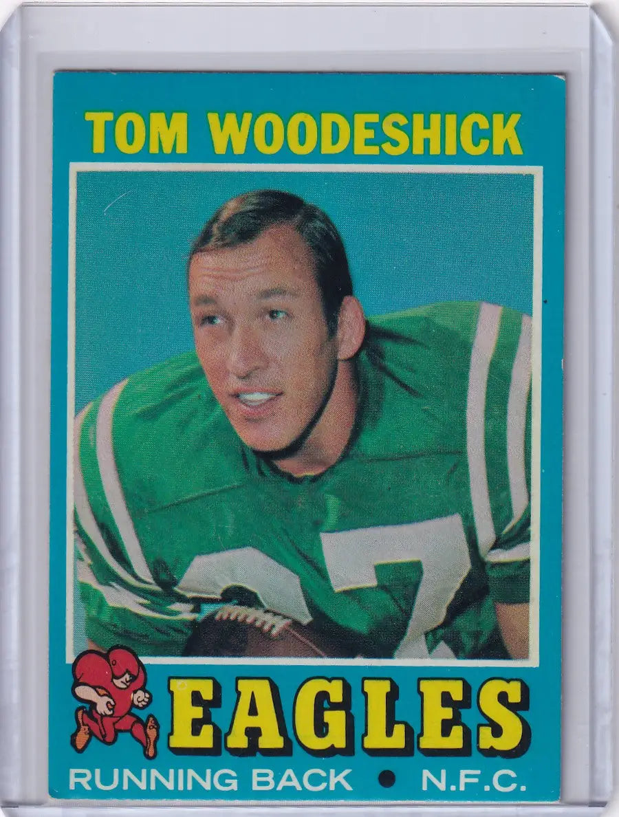 Vintage Topps Football card of Tom Woodeshick from the Philadelphia Eagles