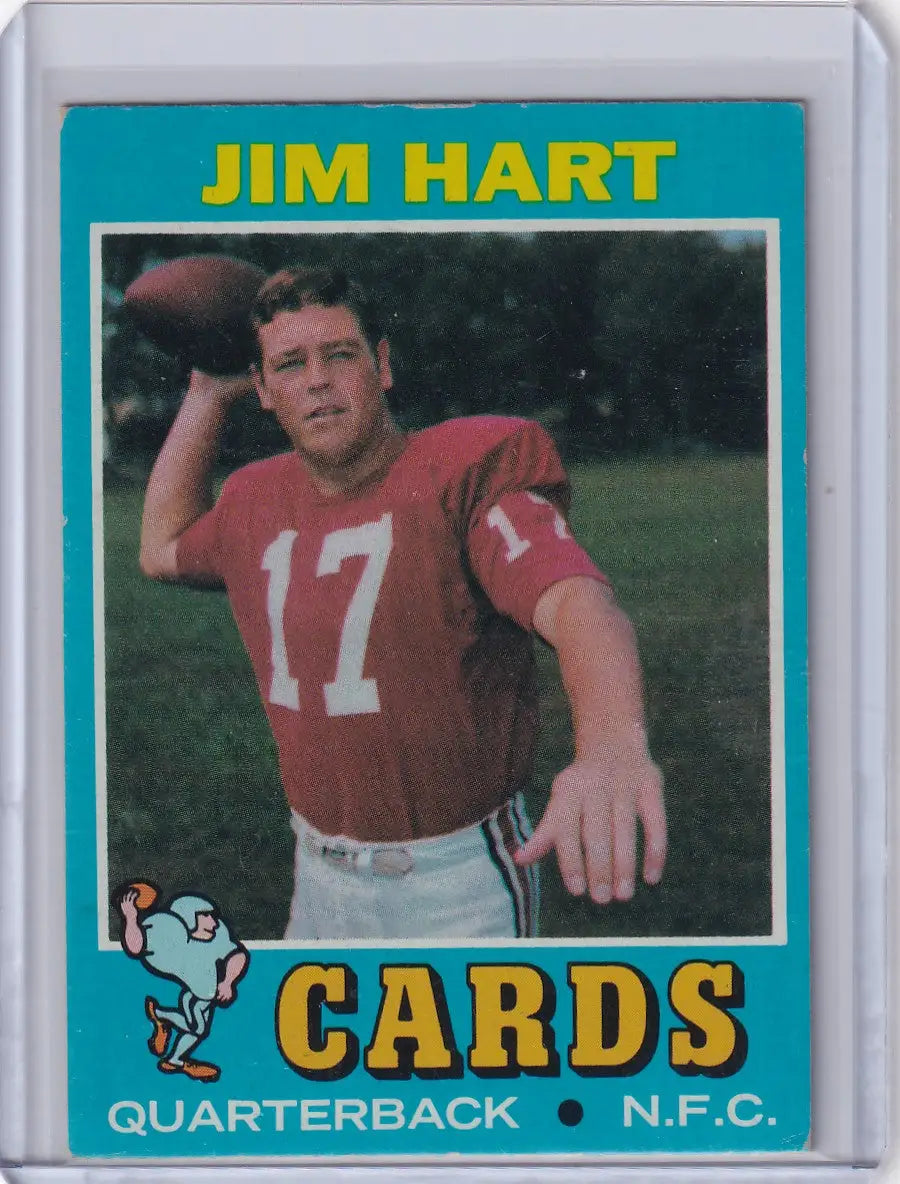 Topps Football trading card of Jim Hart in red jersey for St. Louis Cardinals