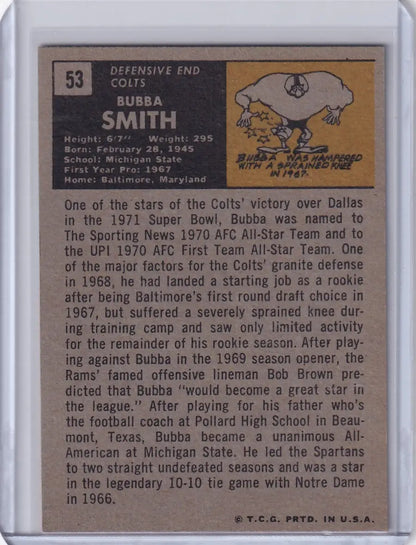 Vintage Topps Football trading card of Bubba Smith from the Baltimore Colts