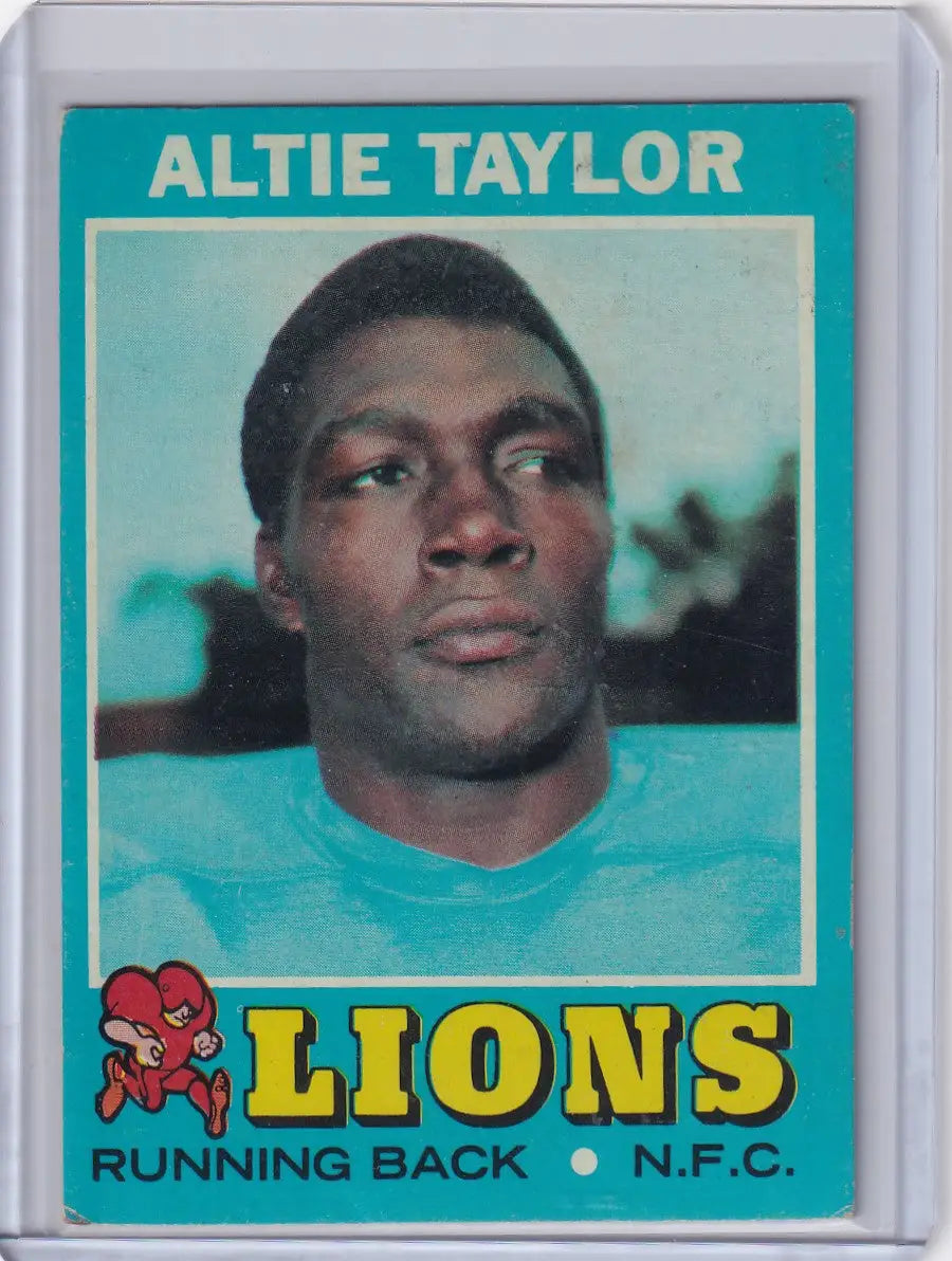 Vintage 1971 Topps Football card of Altie Taylor, Detroit Lions rookie player