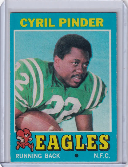 Football trading card of Cyril Pinder, Philadelphia Eagles, from 1971 Topps Football
