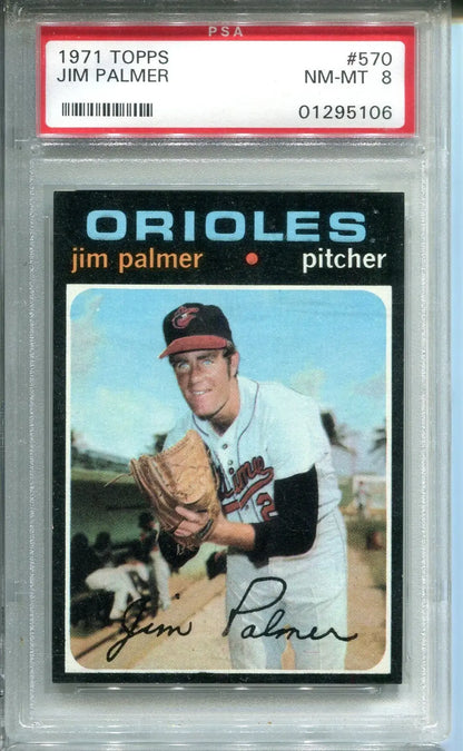 1971 TOPPS JIM PALMER #570 PSA 8 Baltimore Orioles NMT-MT
