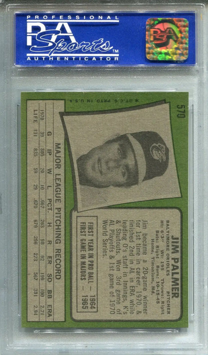 1971 TOPPS JIM PALMER #570 PSA 8 Baltimore Orioles NMT-MT