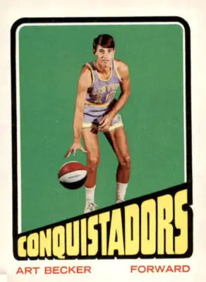 Vintage Art Becker basketball card from 1972-73 Topps featuring San Diego Conquistadors player