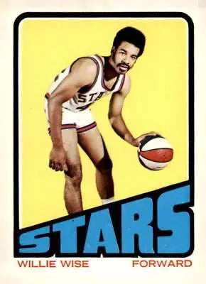 Vintage basketball trading card of Willie Wise, Utah Stars player from 1972-73 Topps