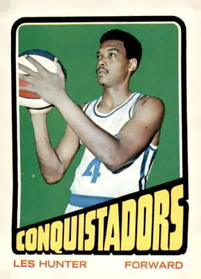 Vintage basketball card of Les Hunter from San Diego Conquistadors 1972-73 Topps