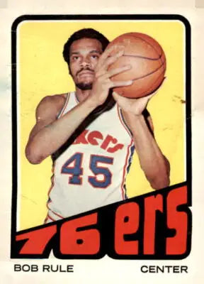 Vintage Bob Rule Philadelphia 76ers trading card from 1972-73 Topps series