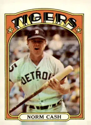 1972 O-Pee-Chee Norm Cash baseball card featuring Detroit Tigers player portrait