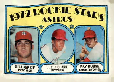 1972 Topps Astros Rookie Stars baseball card featuring Ray Busse and J.R. Richard
